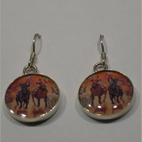 Sterling Silver large Seabiscuit enamel earrings