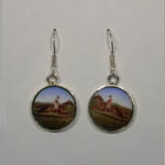 Sterling Silver galloping racehorse and jockey earrings