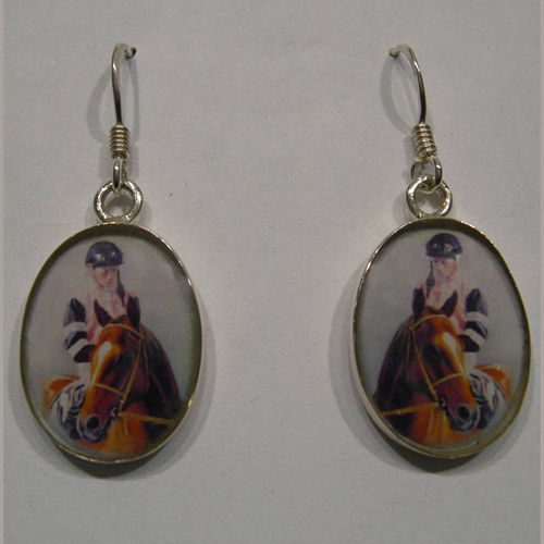 Sterling Silver Affirmed and Steve Cauthen enamel earrings