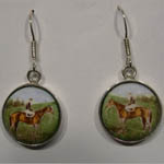 Sterling Silver standing race horse and jockey enamel earrings