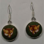Sterling Silver fox enamel earrings