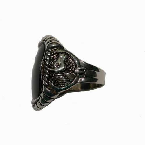 Sterling Silver unisex Black Onyx ring side view