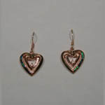 Rose gold over Sterling Silver heart shaped dangle earrings