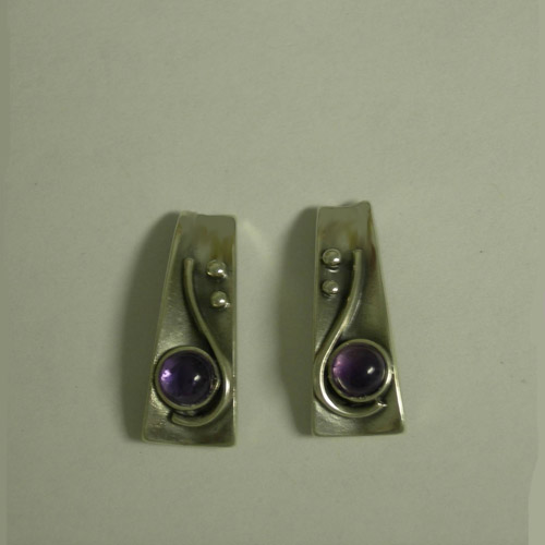 Sterling Silver abstract earrings with Amethyst