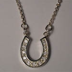 Sterling Silver Cubic Zirconia large horseshoe necklace