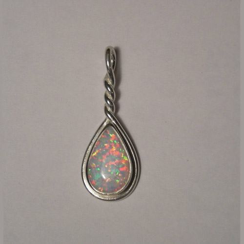 Sterling Silver synthetic Opal pendant