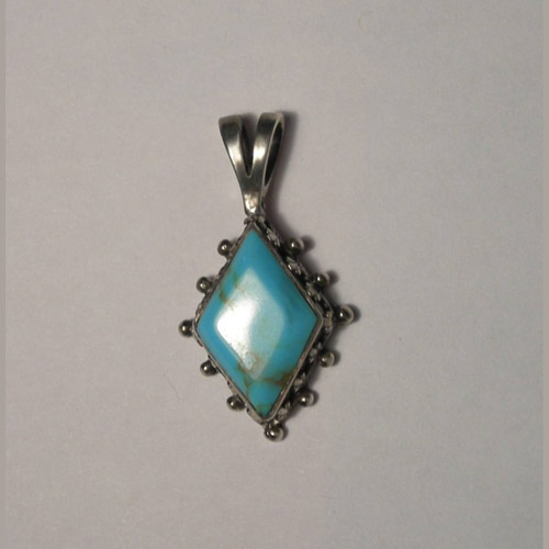 Sterling Silver navette shaped Turquoise pendant