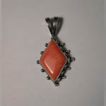 Sterling Silver navette shaped coral pendant