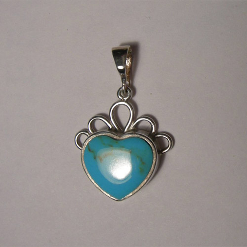 Sterling Silver heart shaped Turquoise pendant