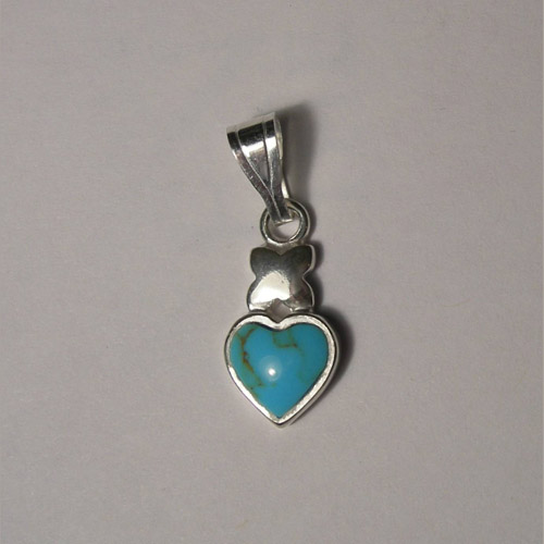 Sterling Silver heart shaped Turquoise pendant