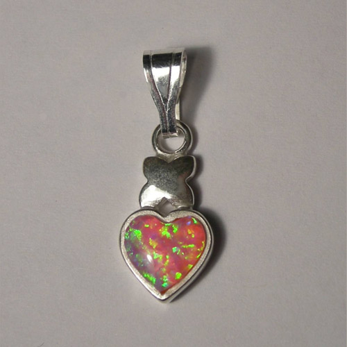 Sterling Silver heart shaped pink Opal pendant