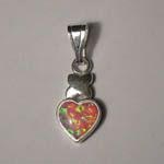Sterling Silver heart shaped pink Opal pendant