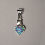 Sterling Silver heart shaped black opal pendant