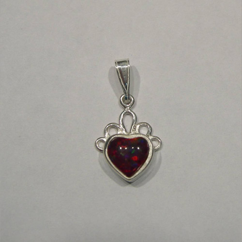 Sterling Silver small heart shaped cherry opal pendant