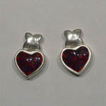 Sterling Silver cherry Opal heart shaped post earrings