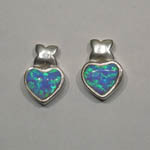 Sterling Silver black Opal heart shaped post earrings