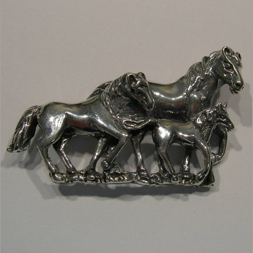 Sterling Silver horse herd brooch