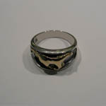 side view of Sterling Silver gold galloping horse ring