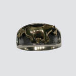 Sterling Silver gold galloping horse ring
