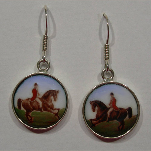 Sterling Silver enamel horse and rider earrings