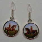 Sterling Silver enamel horse and rider earrings