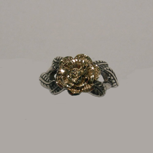Sterling Silver and gold rose ring