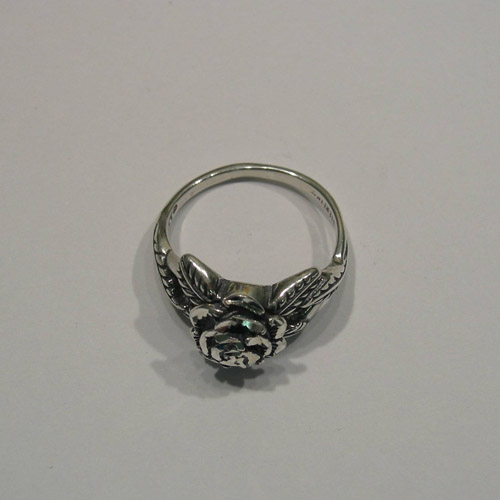 Sterling Silver top view of rose ring