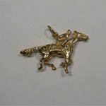 14 karat yellow gold race horse and jockey pendant