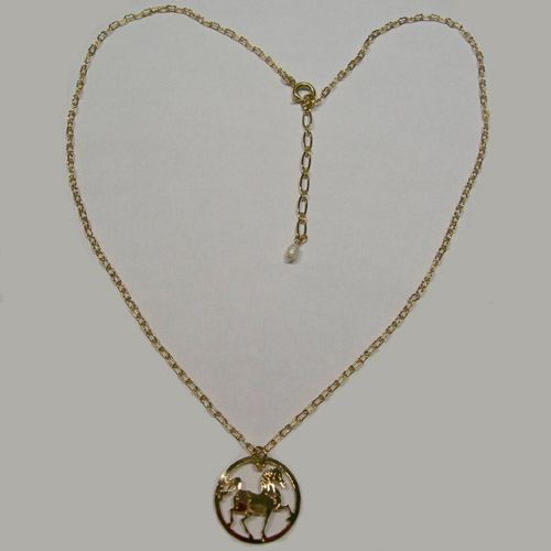 14 karat yellow gold plated prancing horse necklace and chain