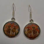 Sterling Silver enamel Seabiscuit dangle earrings