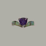 Sterling Silver opal and Amethyst ring