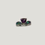 Sterling Silver Black Opal and Amethyst ring