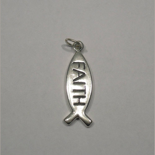 Sterling Silver icthus with FAITH pendant