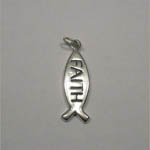 Sterling Silver icthus with FAITH pendant