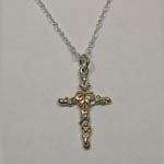 Black Hills Gold Sterling Silver leaf cross necklace