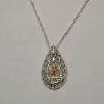 Sterling Silver and rose gold tear drop filigree necklace