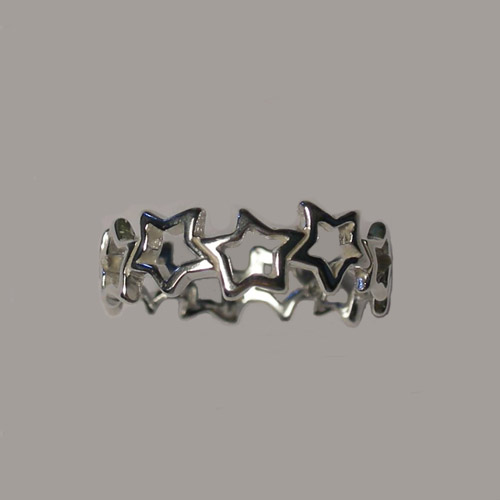 Sterling Silver side view of star ring