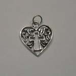 Sterling Silver filigree cross in heart pendant
