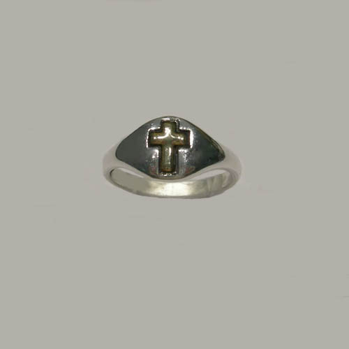 Sterling Silver and gold cross ring