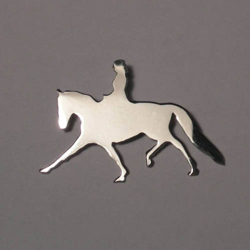 14 karat white gold Dressage rider and horse pendant