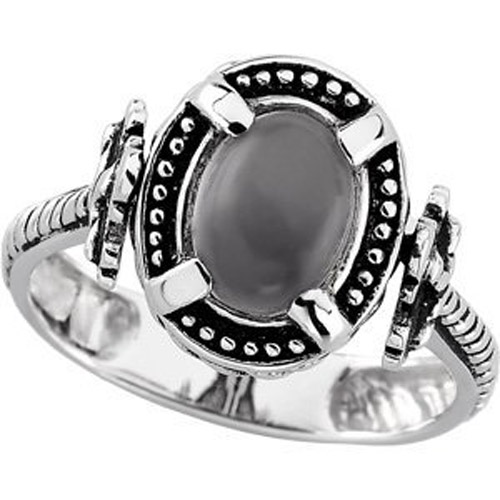 Sterling Silver moonstone and cross reversible ring