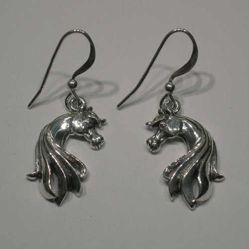 Sterling Silver Arabian horse head dangle earrings