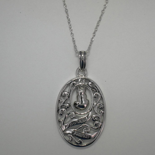 Sterling Silver cat friend necklace