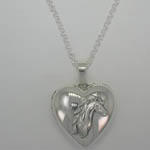 Sterling Silver front of heart shaped horse head locket