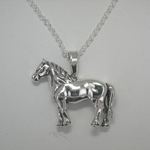 Sterling Silver Percheron horse necklace