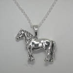 Sterling Silver Percheron horse necklace