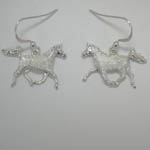 Sterling Silver textured Trotting Arabian horse dangle earrings