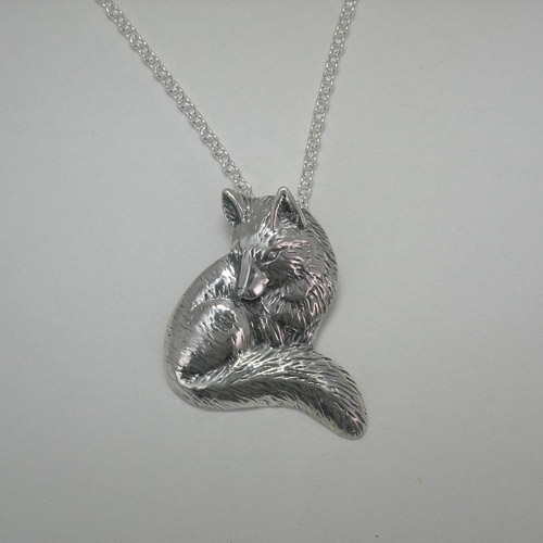 Sterling Silver seated Fox neckace