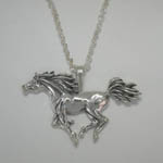 Sterling Silver galloping Arabian horse necklace