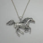 Sterling Silver small galloping Arabian horse necklace
